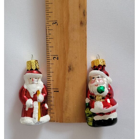 Set of 2 Vintage Santa St Nick 2" Glass Christmas Ornaments - Picture 6 of 6